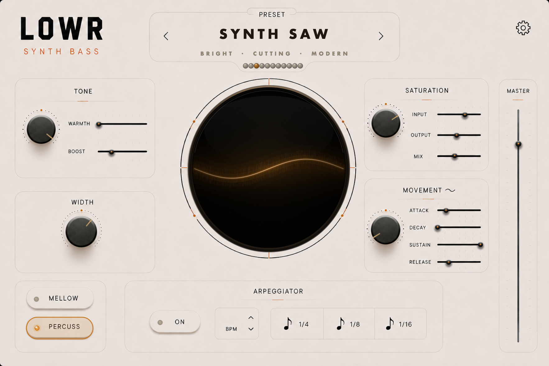 LOWR Synth Bass plugin interface