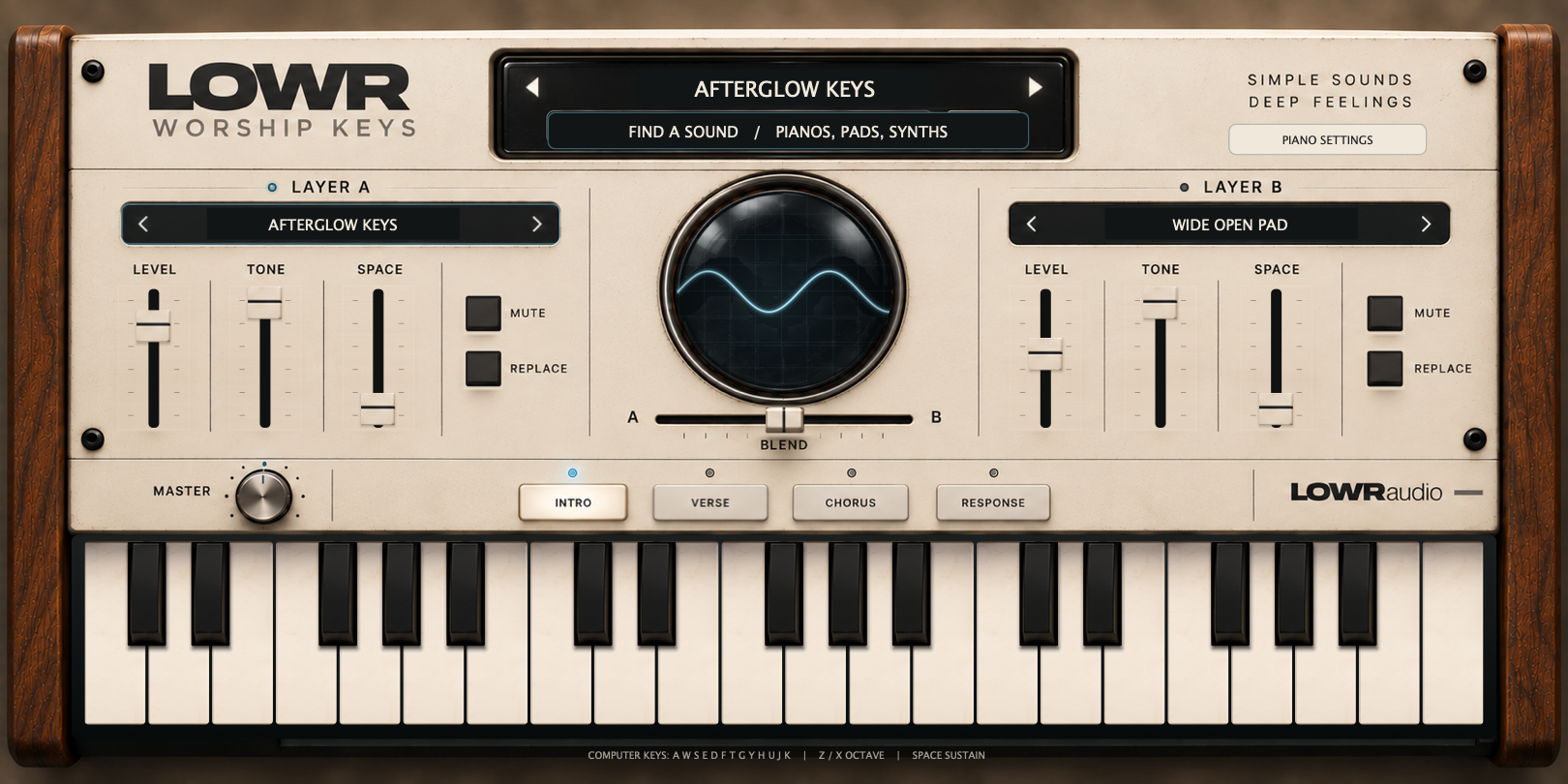 Preview of the LOWR Worship Keys plugin interface